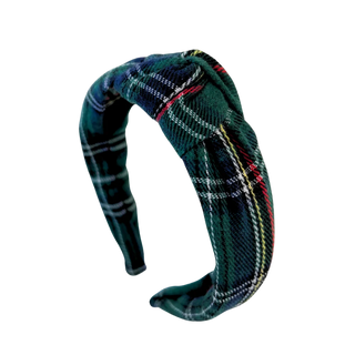Green Plaid Knot Headband
