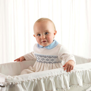 Blue Smocked One piece Footie
