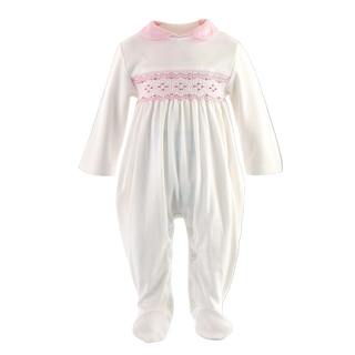 Pink Smocked One piece Footie
