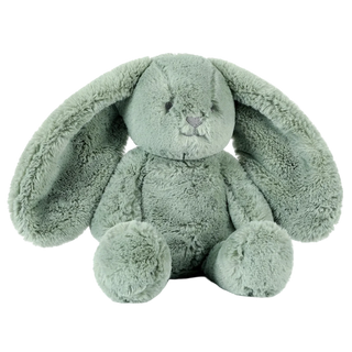 Sage green Beau Bunny soft toy with floppy ears and plush texture
