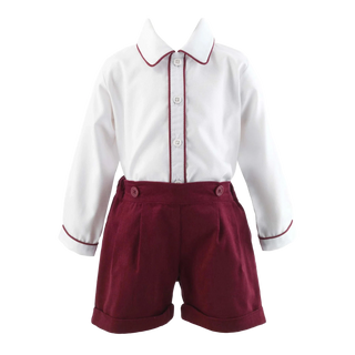 Corduroy Short and Shirt Set in Winter Red
