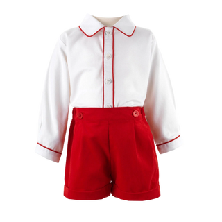 Corduroy Short and Shirt Set in Red
