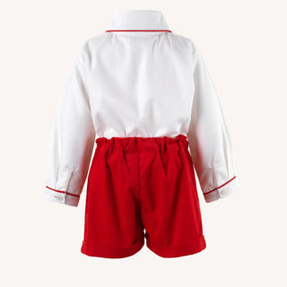 Corduroy Short and Shirt Set in Red
