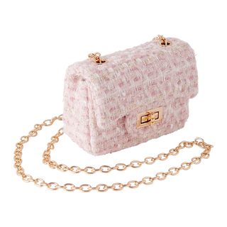 Tweed Crossbody Bag   Pink
