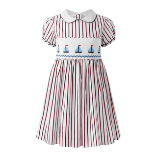 Sailboat Smocked Stripe Dress
