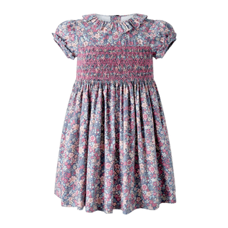 Pink Floral Smocked Dress
