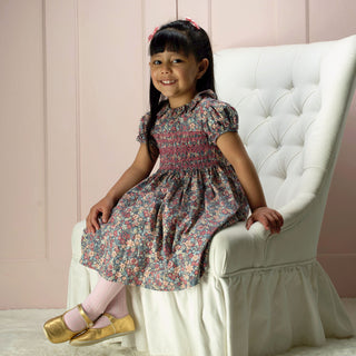 Pink Floral Smocked Dress
