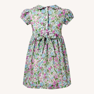Purple Leafy Floral Frill Dress
