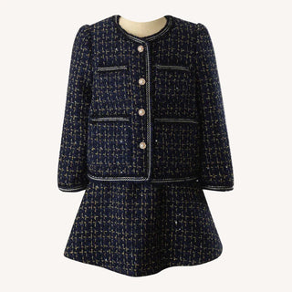 Navy Tweed Jacket and Skirt Set
