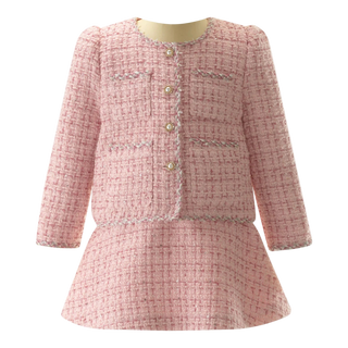 Pink Tweed Jacket and Skirt Set
