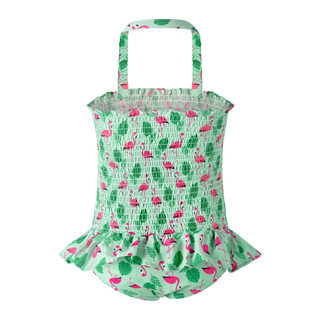 Green Flamingo Ruched Swimsuit
