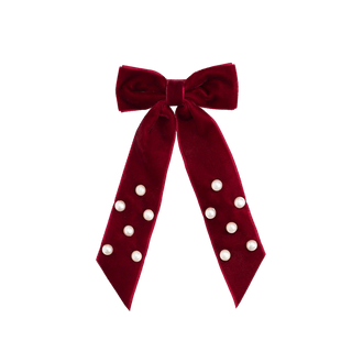 Ruby Red Velvet Coquette Bow Clip
