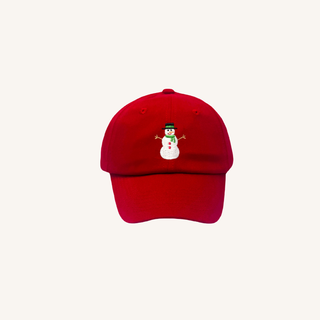 Bow Baseball Hat with Snowman
