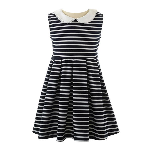 navy striped jersey dress English Factory