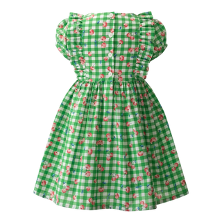 Cherry Check Dress – Puff Sleeve
