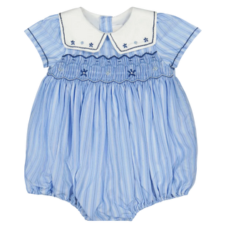 Riviera Blue Stripe Bubble Romper
