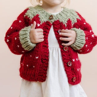 Strawberry Knit Cardigan in Red
