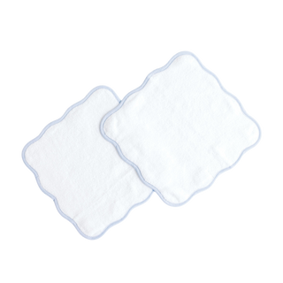 Washcloth Set – Scalloped Blue Pinstripe
