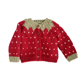 Strawberry Knit Cardigan in Red
