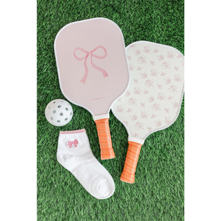 Pink Bow Floral Pickleball Paddle
