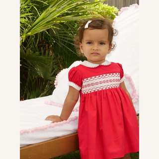 Classic Red Smocked Dress and Bloomers
