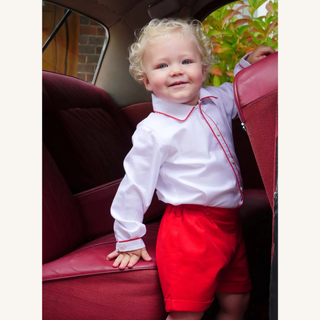 Corduroy Short and Shirt Set in Red
