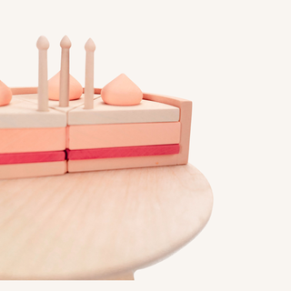 Wooden Pink Cake on Cake Stand
