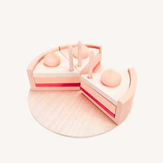 Wooden Pink Cake on Cake Stand
