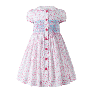 Floral Smocked Button Front Dress
