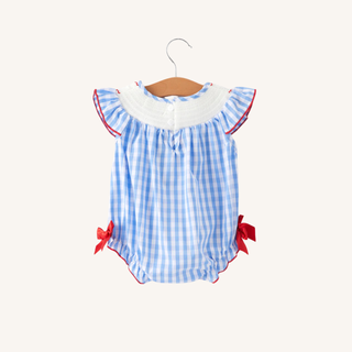Flag Embroidery Smocked Romper – Red, White & Blue
