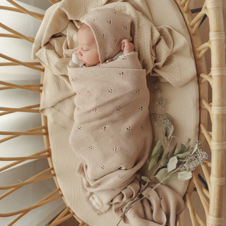 Organic Pointelle Luxury Knit Swaddle — Oatmeal
