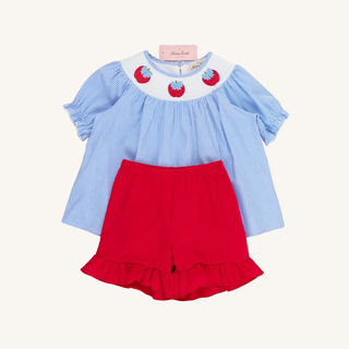 Crisp Apple Delight Smocked Cotton Outfit
