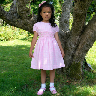 Gingham Smocked Dress – Pink Heirloom Check

