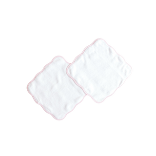 Washcloth Set – Scalloped Pink Pinstripe
