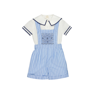George Overalls Set – Blue Stripe

