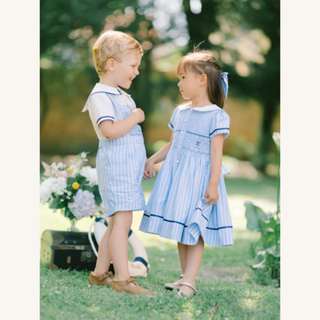 George Overalls Set – Blue Stripe
