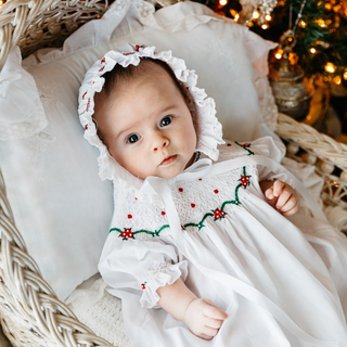 Holiday Pearl Flower Bishop Dress
