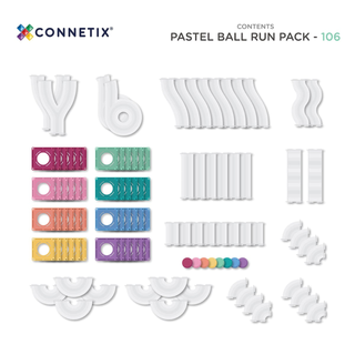 Pastel Ball Run Pack – 106 Piece Magnetic Tile Set
