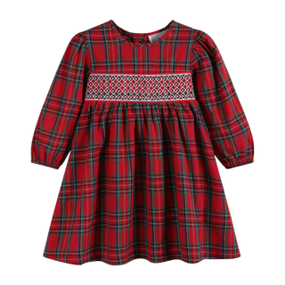 Red and Green Christmas Plaid Smocked Dress
