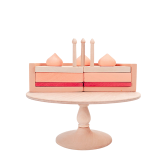 Wooden Pink Cake on Cake Stand
