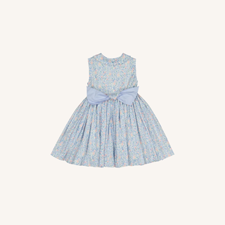 Olympe Floral Blue Sleeveless Smocked Dress
