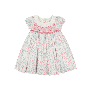 Isadora Floral Pink Short Puff Empire Dress
