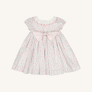 Isadora Floral Pink Short Puff Empire Dress
