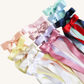 Satin Long Tail Bow – Baby Pink
