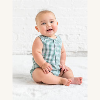 Wren Bubble Romper – Laguna Gingham
