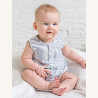 Wren Bubble Romper – Shore Stripe / Sea
