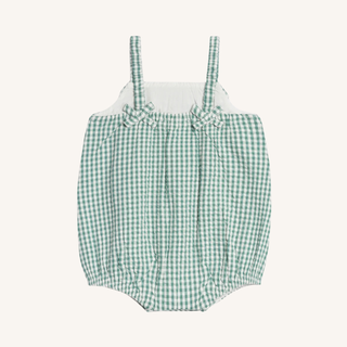 Rosalie Seersucker Ruffle Bubble Romper – Laguna Gingham
