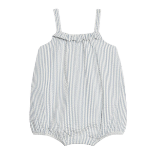 Rosalie Seersucker Ruffle Bubble Romper – Shore Stripe / Sea
