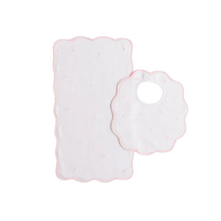 Bib & Burp Set – Pink Dots
