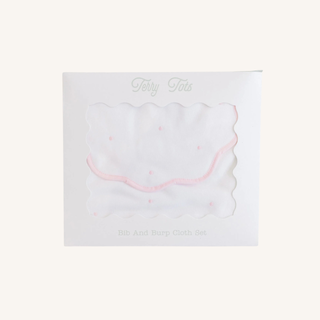 Bib & Burp Set – Pink Dots
